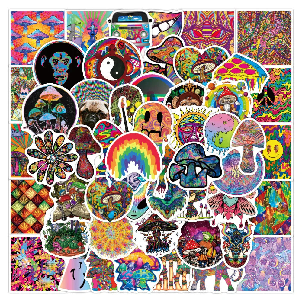 Psychedelic Laser Style Waterproof Stickers for Notebook Luggage Graffiti DIY (ONLINE ORDER ONLY)