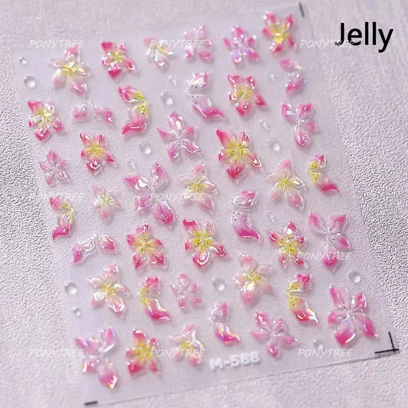 Shiny Cherokee Rose Golden Cherry Blossom Cherish Enjoy Flower Line Petal Delicate Self Adhesive Nail Art Sticker Manicure Decal (ONLINE ORDER ONLY)