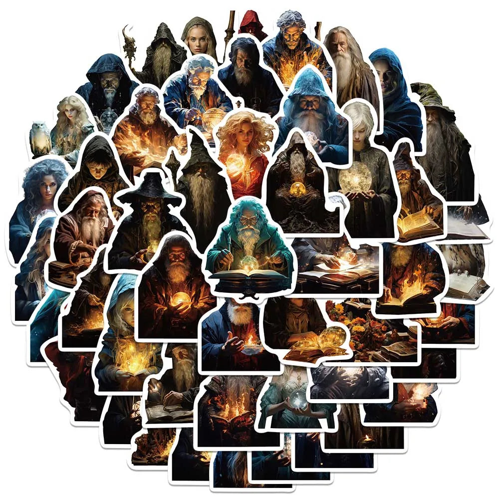 50pcs Mysterious Cartoon Witch Wizard Magician Stickers For Laptop Water Bottle Luggage Diary Waterproof Graffiti Vinyl Decals (ONLINE ORDER ONLY)