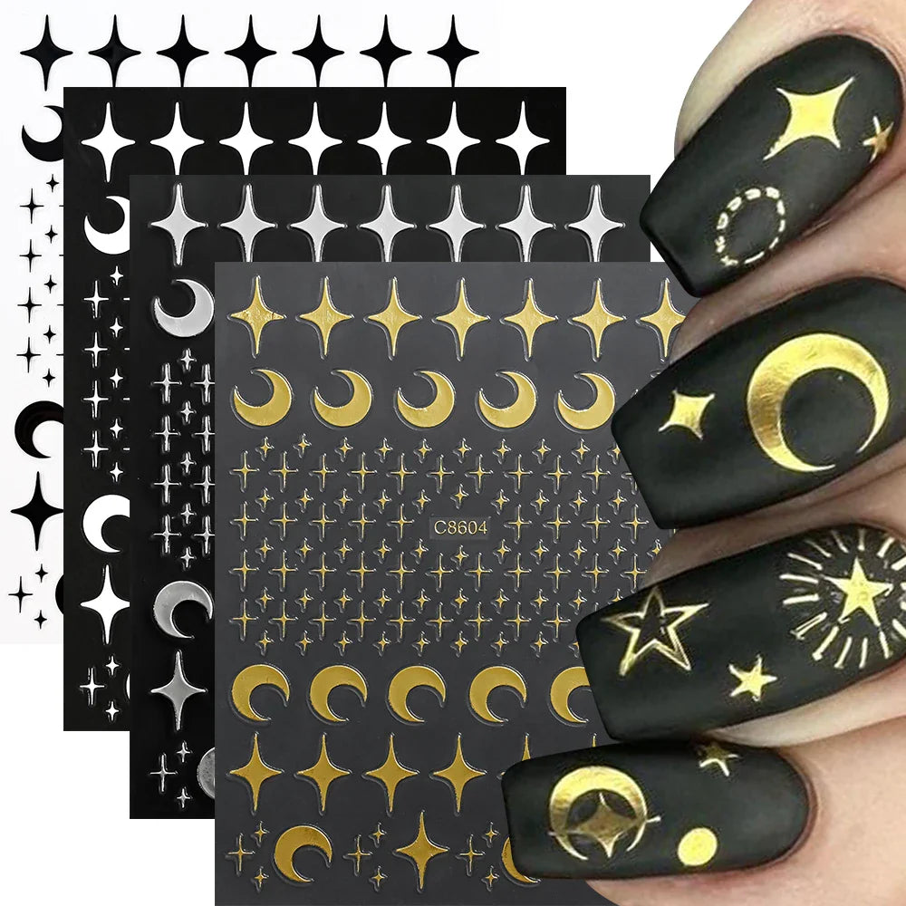 4pcs Elegant Metallic Butterfly Nail Art Stickers Holographic Silvery Chrome Effect Butterfly Sliders for Nails Manicure Decors* (ONLINE ORDER ONLY)