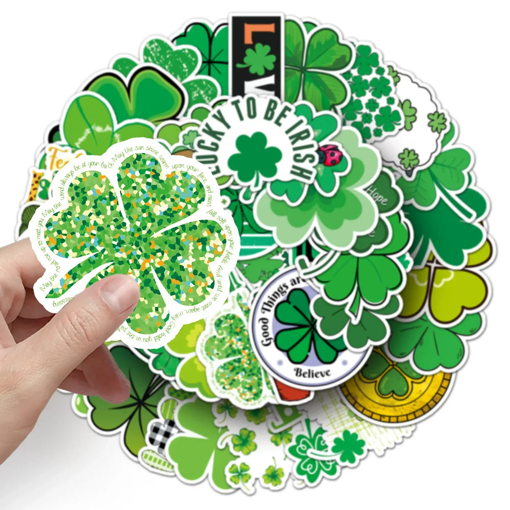 Four Leaf Clover Stickers Pack - Laptop, Guitar, Car, Bike, Skateboard Decals (Online Order Only)