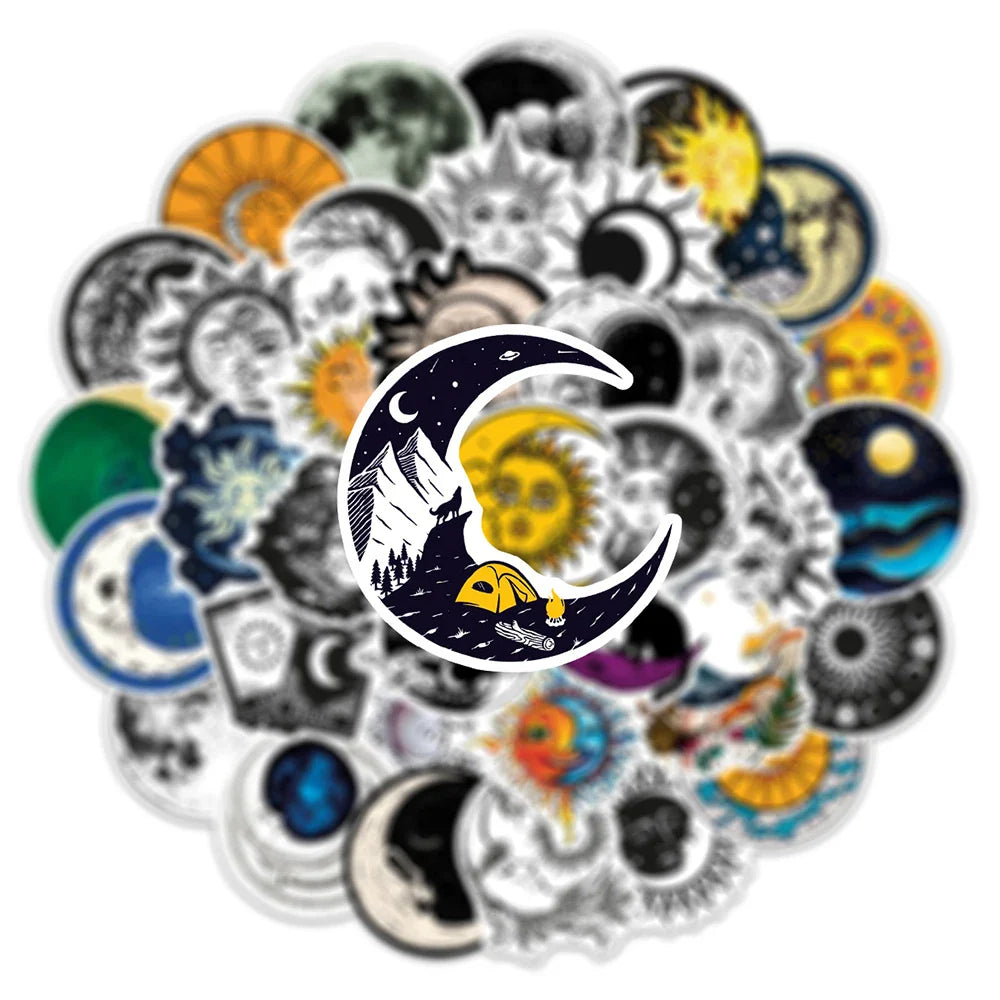 10/30/50PCS Cool Mysterious Moon Gothic Graffiti Stickers Art Aesthetic Decals Kid Toy Skateboard Motorcycle Laptop Car Sticker (ONLINE ORDER ONLY)