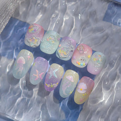 Star Drift Bottle Current Bottle Jellyfish Marine Meteor Water Bubble Love Heart Self Adhesive Nail Art Stickers Manicure Decals (ONLINE ORDER ONLY)