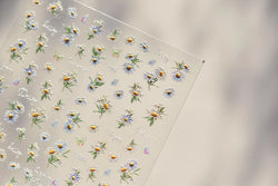 Rural Style White Daisy Flower Butterfly Small Wildflowers 5D Soft Embossed Relief Adhesive Nail Art Stickers 3D Manicure Decals (ONLINE ORDER ONLY)