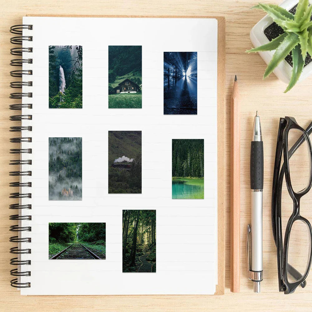 62PCS Misty Forest Landscape Sticker Waterproof Decoration Scrapbook Label Diary Stationery Phone Luggage Gift Toy Decal (ONLINE ORDER ONLY)