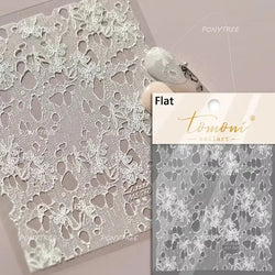 Dreamy Lace Rose Flower Fabric Art Tender Gauze Gird Pearl Pendant Irregular Pattern Nail Art Stickers Decoration Manicure Decal (ONLINE ORDER ONLY)
