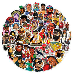 50pcs HipHop Rap Singer Rapper Stickers For Guitar Stationery Suitcase Sticker Vintage Craft Supplies Scrapbooking Materiales (ONLINE ORDER ONLY)