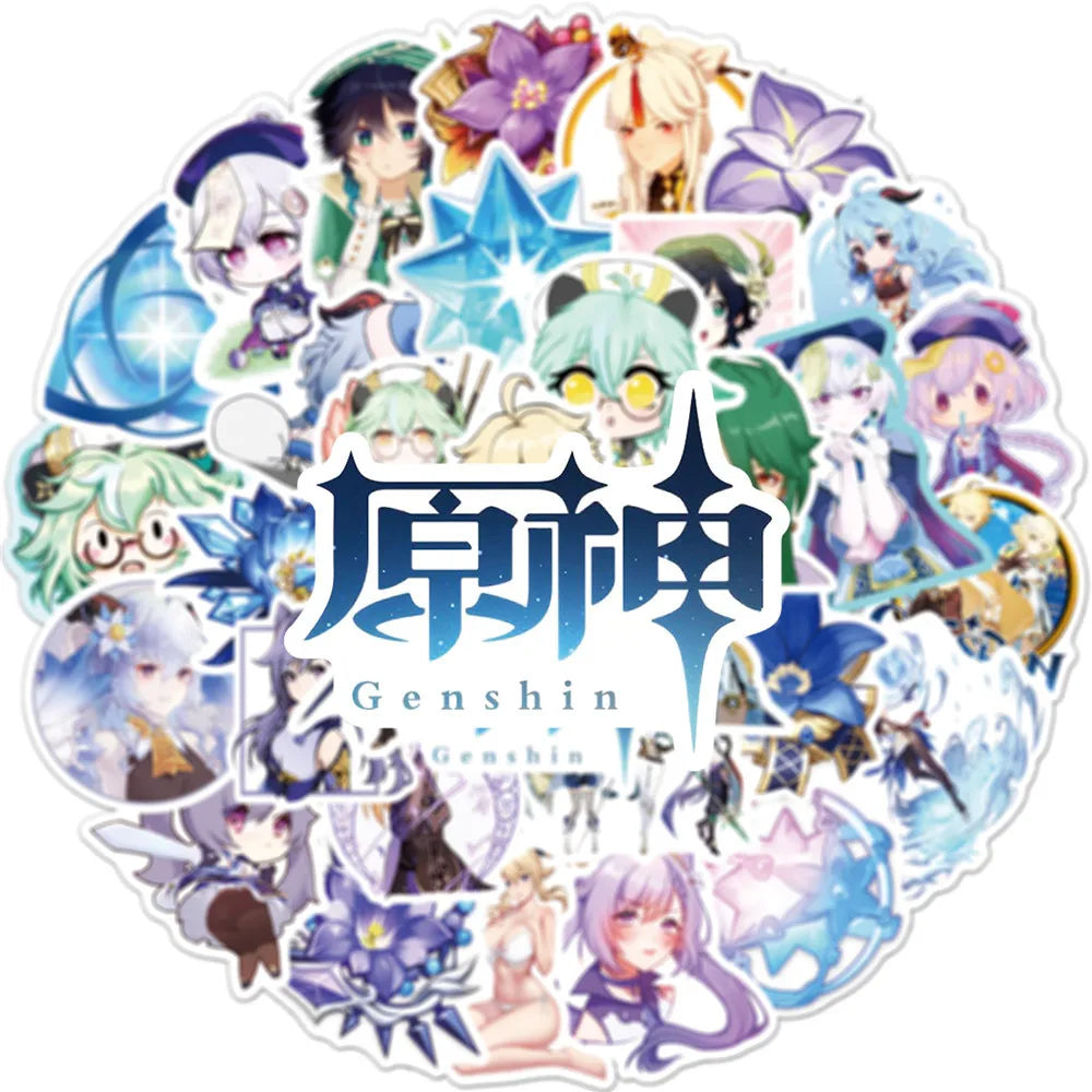 Genshin Impact Character Stickers: Barbara, Barbatos, Qiqi - 50pcs Wall Decoration Pack (Online Order Only)