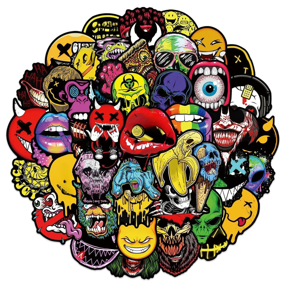 Graffiti Horror Grimace Stickers for DIY Scrapbooking, Phone, Laptop, Guitar, Luggage, Skateboard, Helmet - 10/25/50pcs (Online Order Only)
