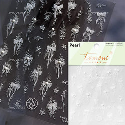 White Pearl Various Bowknot Line Tassel Tender Ribbon Arc Charming Self Adhesive Nail Art Decorations Stickers Manicure Decals (ONLINE ORDER ONLY)