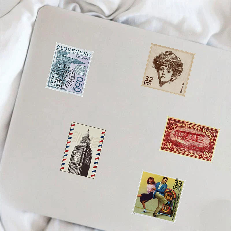 10/30/50PCS Vintage Travel Sticker Stamps Designs Sticker Packs (ONLINE ORDER ONLY)