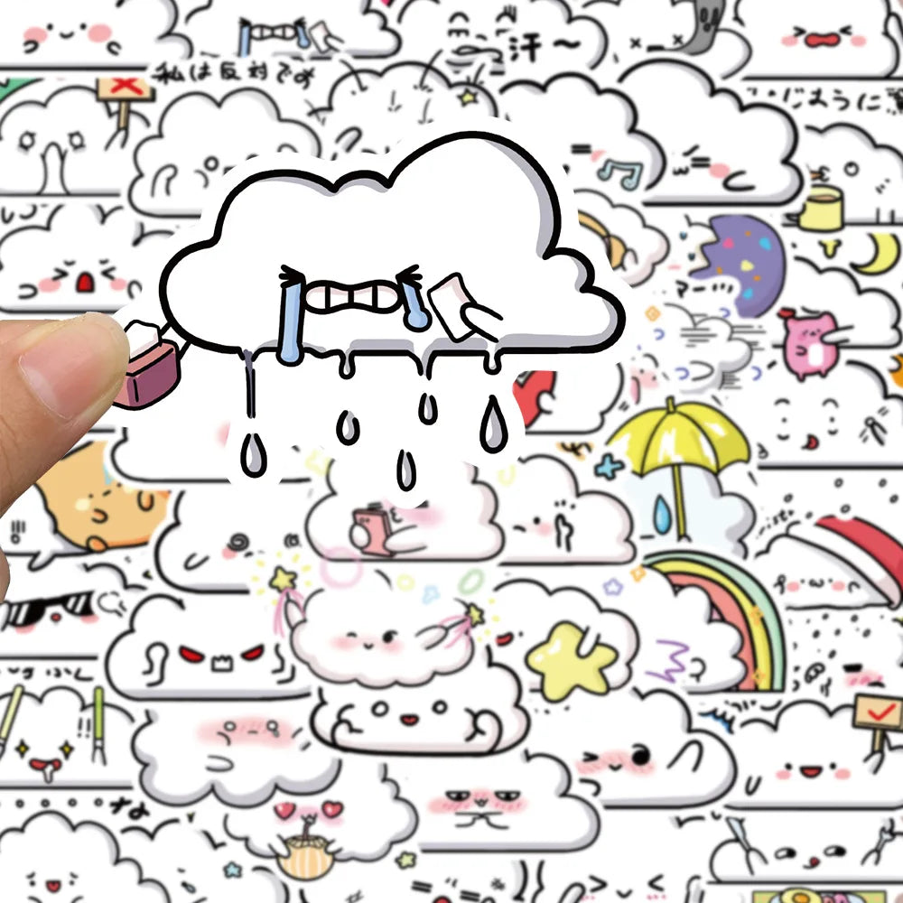 10/30/50PCS Cute Cartoon Clouds Stickers Graffiti Decoration DIY Toys Laptop Skateboard Phone Guitar PVC Waterproof Kids Sticker (ONLINE ORDER ONLY)