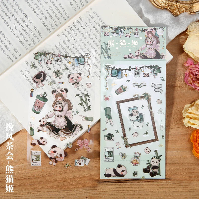 2 Sheets Cute Lolita Girl Decoration Sticker Aesthetics Hand Account DIY Collage Material Kawaii Stationery Scrapbooking Sticker (Online Order Only)