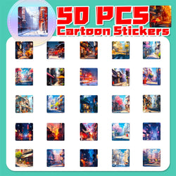 10/30/50pcs INS Kawaii Street Landscape Anime Stickers Aesthetic Scrapbook Laptop Fridge Phone Suitcase Decoration Sticker Toys (ONLINE ORDER ONLY)