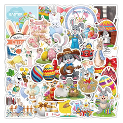 50pcs Easter Bunny Sticker Set for Luggage, Water Bottles, Phones, Laptops, Scooters, Refrigerators (ONLINE ORDER ONLY)