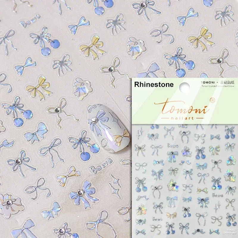 Dog Rabbit Line Bunny Footprint Bowknot Heart Cake Strawberry Flowers Bone Graffiti Adhesive Nail Art Stickers Manicure Decals (ONLINE ORDER ONLY)