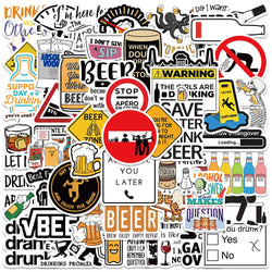 50PCS Funny Alcohol Stickers for Laptop, Helmet, Suitcase, Fridge, Bike, Motorcycle, Waterproof Decals (ONLINE ORDER ONLY)