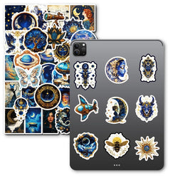 10/30/50PCS Kawaii Blue Starry Sky Sticky PVC Sticker Aesthetic Stationery DIY Decoration Scrapbooking School Supplies for Kids (ONLINE ORDER ONLY)