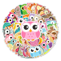 50Pcs Cute Owl Waterproof Stickers for Skateboards and Home Decor (Online Order Only)