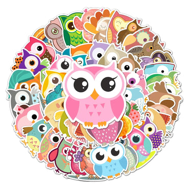 50Pcs Cute Owl Waterproof Stickers for Skateboards and Home Decor (Online Order Only)