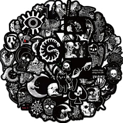 10/30/50PCS Horror Gothic Black Stickers Art Graffiti Decals Laptop Phone Suitcase Notebook Skateboard Car Cool Sticker DIY Toys (ONLINE ORDER ONLY)