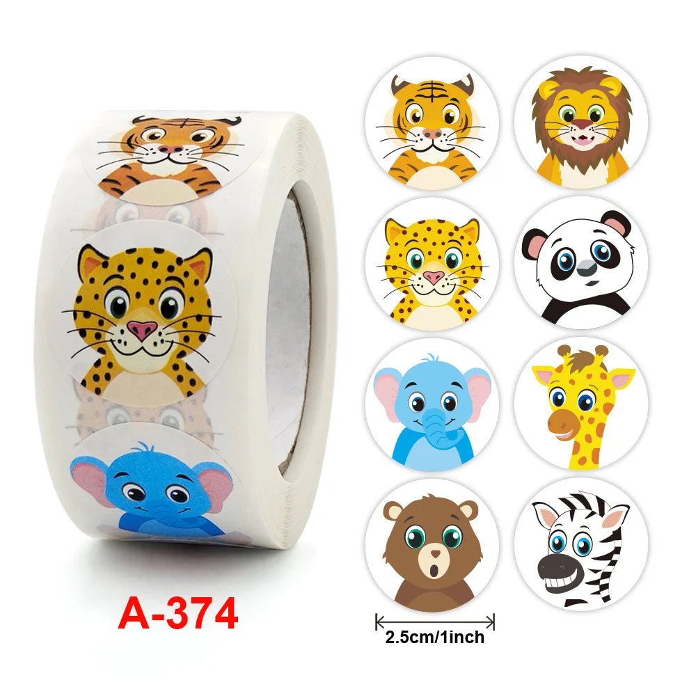 100-500 Pcs 1inch 2.5cm Sea Animal Stickers Roll Children's Toys Praise Reward Student Work Label Stationery Gift Sticker (ONLINE ORDER ONLY)