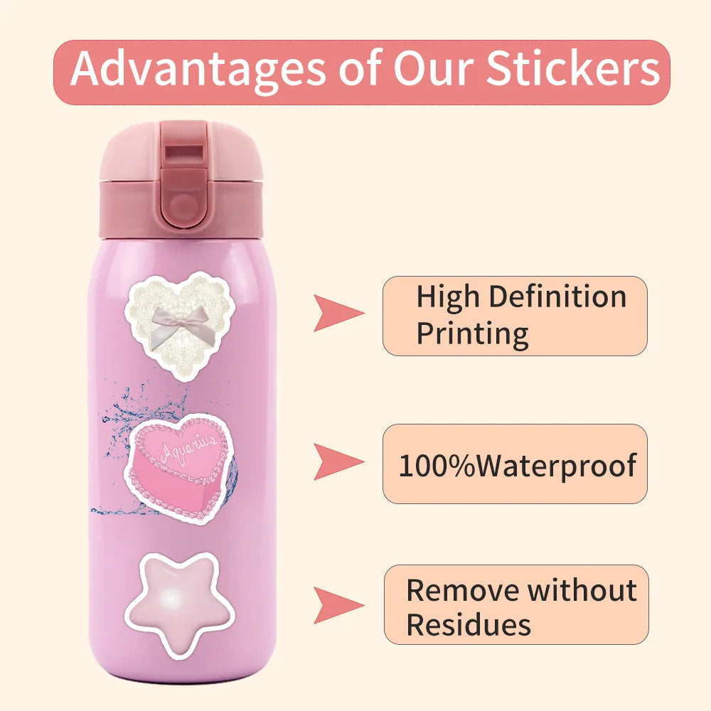10/30/60PCS Funny Pink Coquette Stickers Toys Cute Cartoon Decals DIY Skateboard Fridge Notebook Fridge Guitar Kawaii Sticker (ONLINE ORDER ONLY)