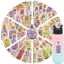 50pcs Colorful Fantasy Glass Flower Stickers Scrapbooking Decorative DIY Stationery Waterproof Journals Notebooks (Online Order Only)