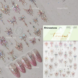 Charming Delicate Sapphire Color Blue Black Stroke Butterfly Jelly Relief Rhinestone Adhesive Nail Art Stickers Manicure Decals (Online Order Only)