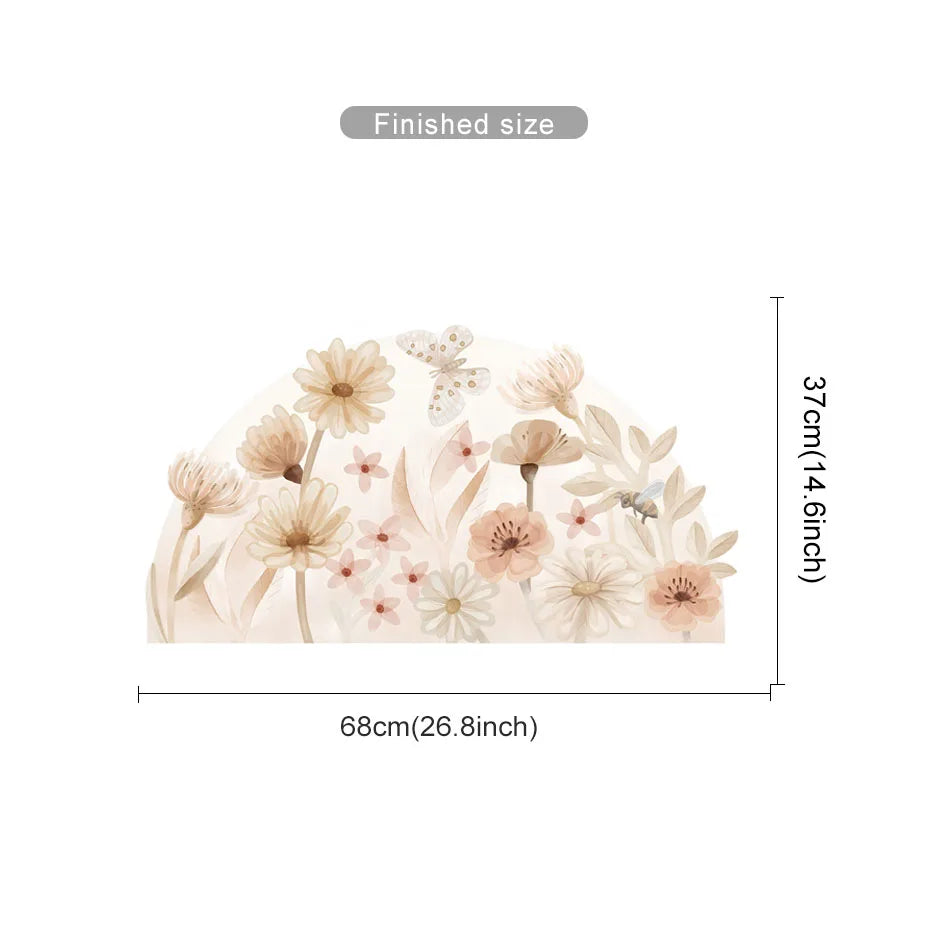 Boho Chrysanthemum Wall Decals - Removable Botanical Stickers for Girls Bedroom (ONLINE ORDER ONLY)