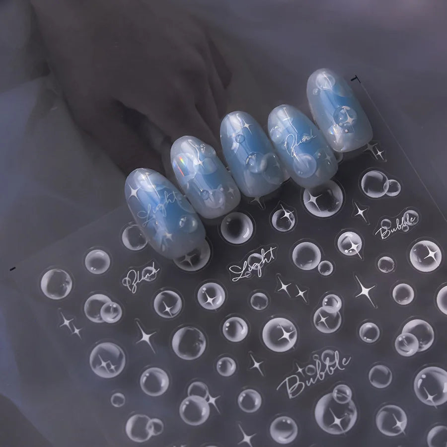Summer Beach Dreamy Water Bubble Mermaid Shell Conch Starfish Jellyfish Soft Relief Decoration Nail Art Stickers Manicure Decals (ONLINE ORDER ONLY)