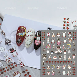 Poker Cards Mr Rabbit Tilted Teacup Bunny Cup Heart Star Block Bow Tie Hot Stamping Adhesive Nail Art Stickers Manicure Decals (ONLINE ORDER ONLY)