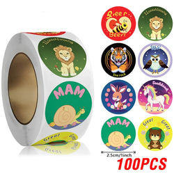 100-500pcs Cute Cartoon Animal Stickers 1inch Reward Sticker for Gift Wrapping Decor Envelope Sealing Labels Stationery Stickers (ONLINE ORDER ONLY)
