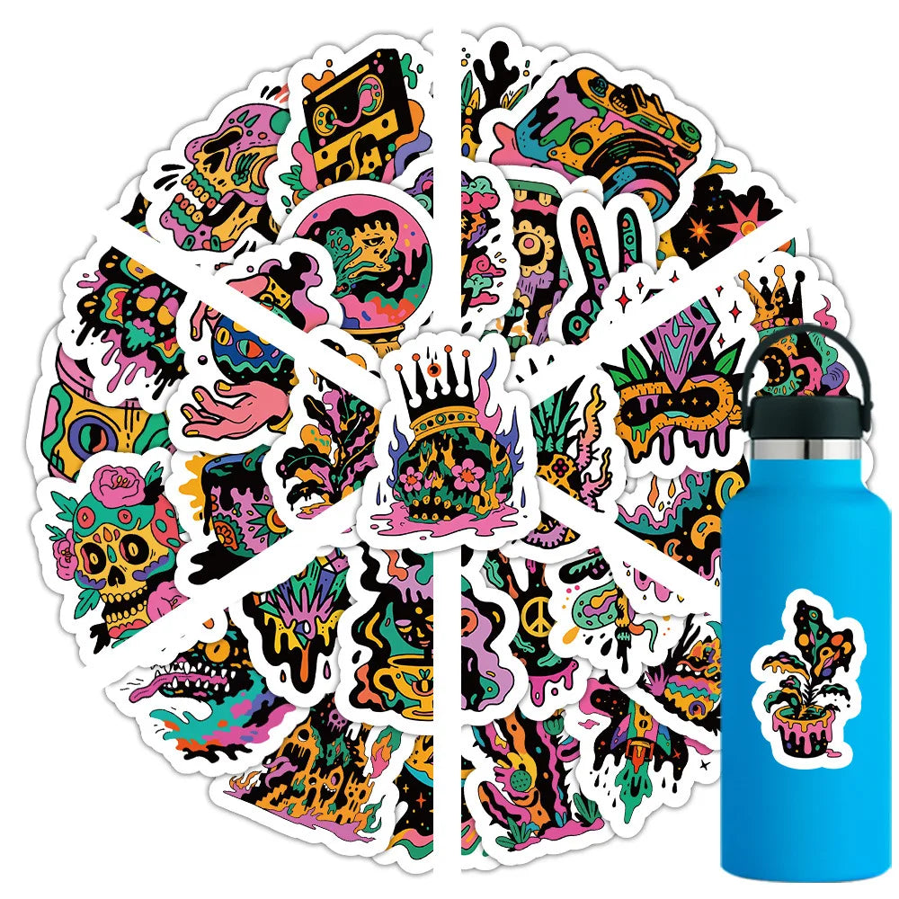 Horror Illustration Nordic Style Sticker PVC Waterproof Skateboard Notebook Graffiti Toy (Online Order Only)