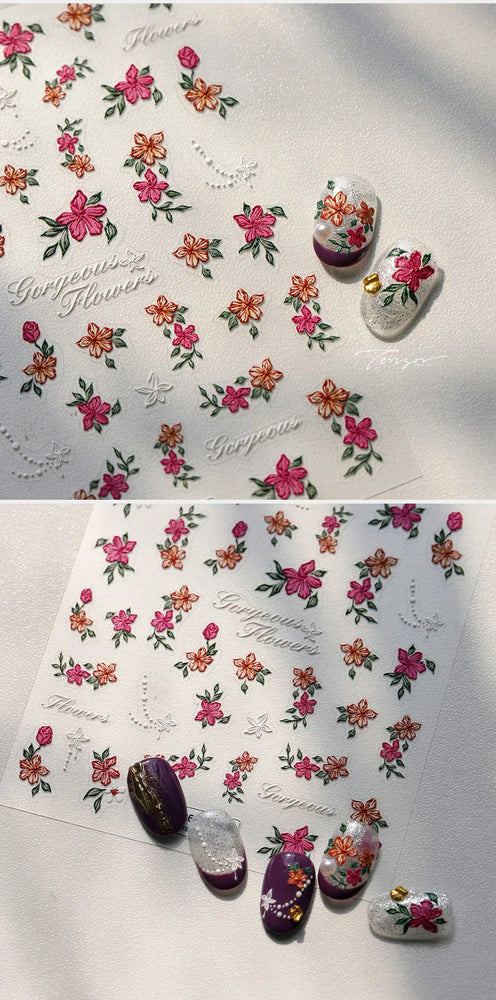 Peony Paeonia Lactiflora Rich Glory Flower Butterfly Ancient Fan Tassels Caved Window Adhesive Nail Art Sticker Manicure Decals (ONLINE ORDER ONLY)