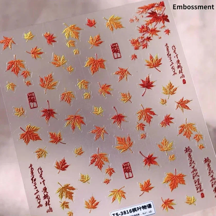 Autumn Fall Sunflower Rabbit Leaves Crane Rose Sun Mountain Hill Produce Good Harvests Cookie Nail Art Sticker Decoration Decals (ONLINE ORDER ONLY)