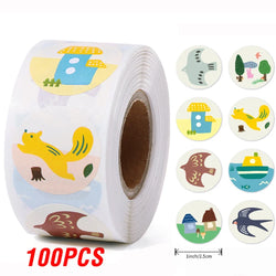 100-500pcs 1inch Cute Cartoon Stickers Round Reward Sticker Adhesive Labels for Classic School Teacher Kids Toy Sealing Lables (ONLINE ORDER ONLY)