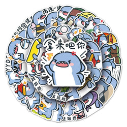 50Pcs Shark Cartoon Waterproof Vinyl Stickers for Skateboard Snowboard (Online Order Only)