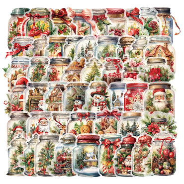10/30/50PCS Cute Christmas Wishing Bottle Stickers Cartoon Santa Claus Decals Party Decoration Laptop Phone Luggage Fridge Gifts (Online Order Only)