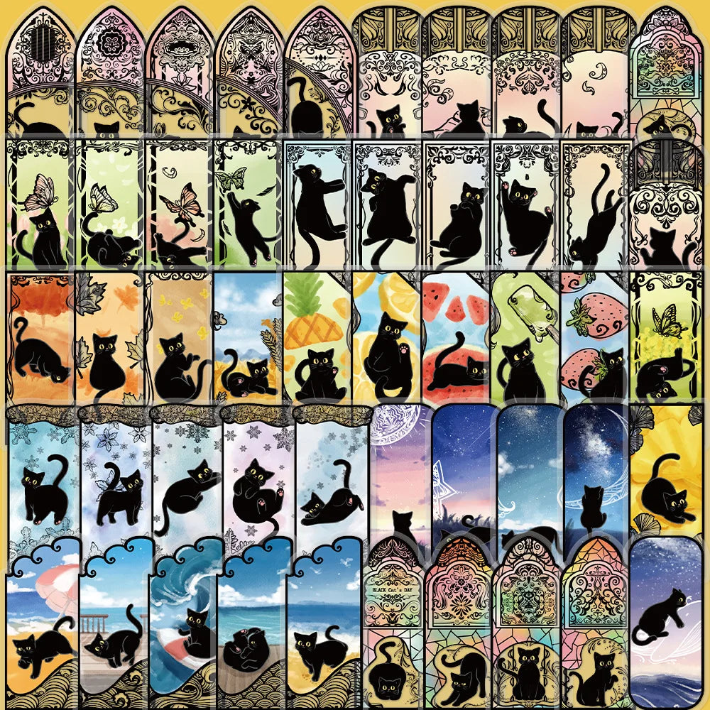 Transparent Cat Cartoon Sticker Set - Waterproof PVC for DIY, Skateboard, Notebook, Graffiti (Online Order Only)