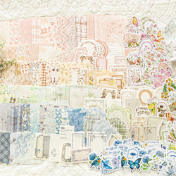 100pcs/set Mixed Material Pack Flower Series Hollow Lace Handbook Border Primer Paper DIY Decorative Sticker Notes Scrapbook (ONLINE ORDER ONLY)