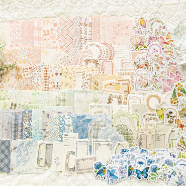 100pcs/set Mixed Material Pack Flower Series Hollow Lace Handbook Border Primer Paper DIY Decorative Sticker Notes Scrapbook (ONLINE ORDER ONLY)