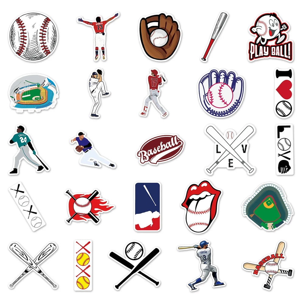 50Pcs Baseball Sports Series Graffiti Stickers Suitable for Laptop Helmets Desktop Decoration DIY Stickers Toys Wholesale (Online Order Only)