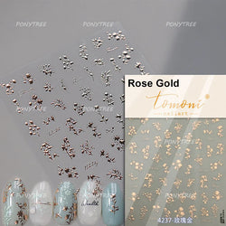 Gold Hot Stamping Flowers Leaves 3D 5D Pearl Bead Delicate Self Adhesive Nail Art Decorations Stickers Manicure Decals Wholesale (Online Order Only)