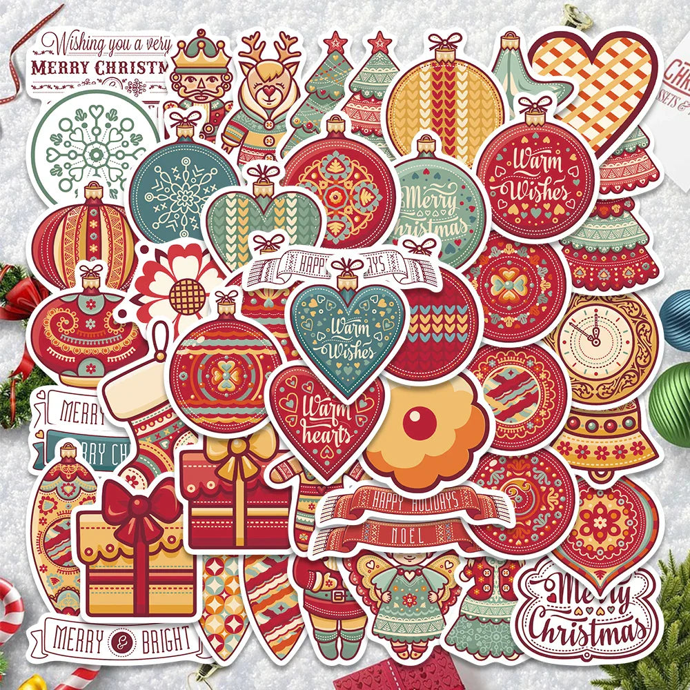 48PCS Christmas Cartoon Stickers for Kids - Skateboard, Cars, Guitar, Helmet, Luggage, Laptop, Graffiti (Online Order Only)