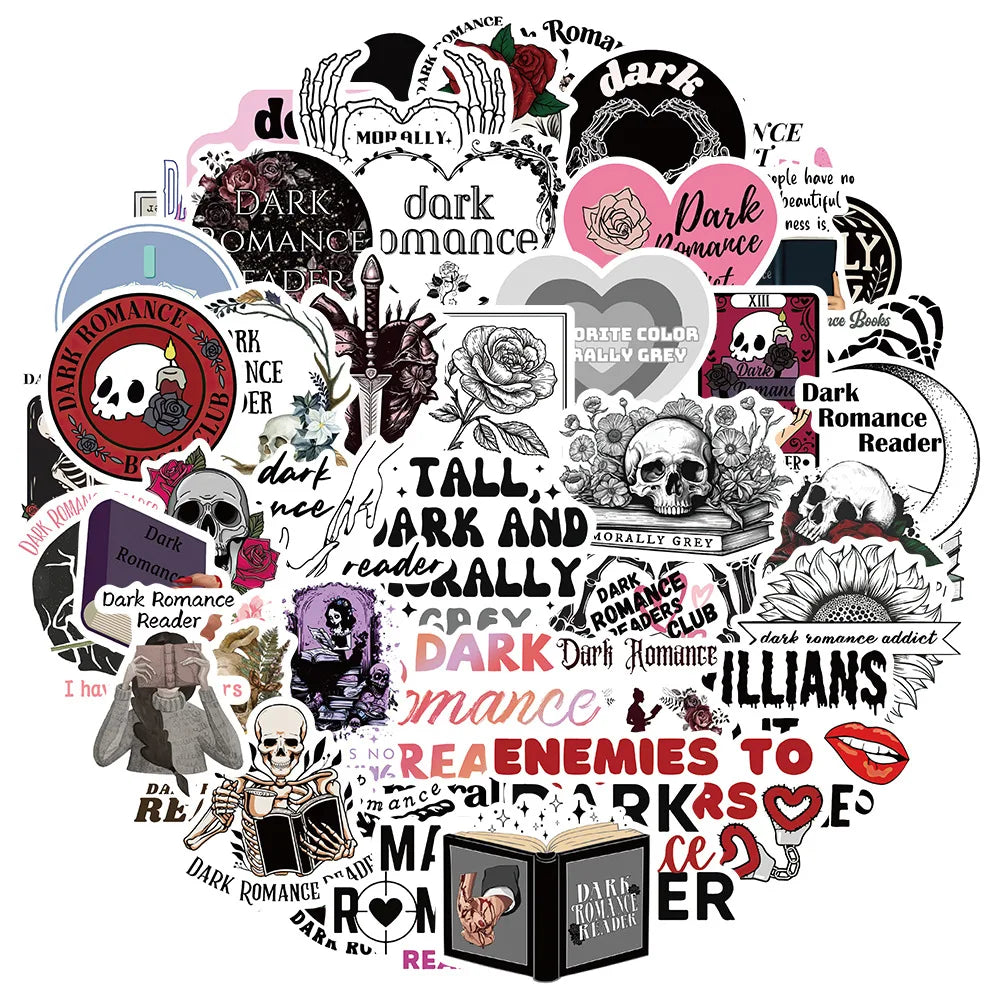 Dark Romance Skull Stickers: Waterproof Decals for Laptop, Motorcycle, Luggage, Snowboard, Fridge (10/30/50 Pcs) (ONLINE ORDER ONLY)