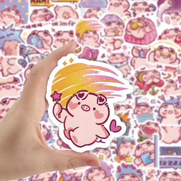 10/60Pcs Cute Pig Graffiti Diary Suitcase Skateboard Guitar Cup Decoration Waterproof Cartoon Sticker Toy Wholesale 2022 (Online Order Only)