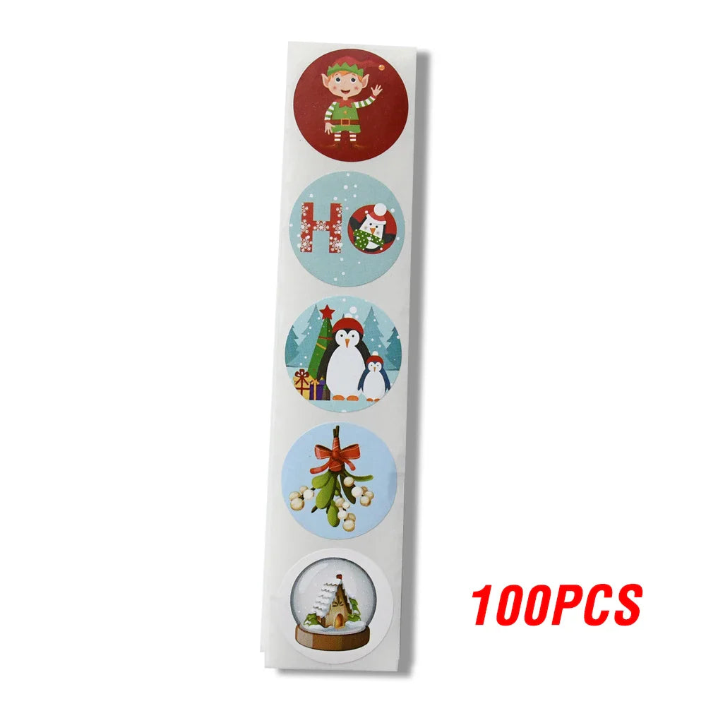 100-500pcs Christmas Sticker Cartoon Christmas Tree Santa Claus Paper Label Merry Christmas Cute Stickers Stationery Stickers (ONLINE ORDER ONLY)