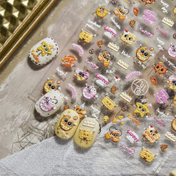 Cute Food Dog Baking Cookies Bread Rabbit Cheese Pudding Croissant Doughnut Adhesive Nail Art Decoration Sticker Manicure Decals (ONLINE ORDER ONLY)