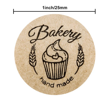 100-500pcs Kraft Paper "bakery"hand Made Stickers Scrapbooking For Cookie Boxes Seal Labels Sticker Cute Stationery Sticker 1in (ONLINE ORDER ONLY)